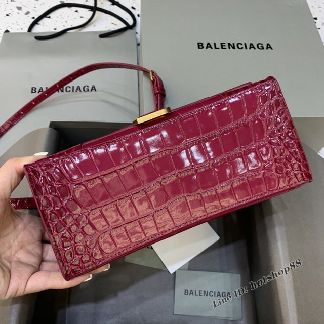 Balenciaga專櫃新款小號手提肩背女包原單沙漏包 巴黎世家櫻桃紅色沙漏包 fyj1426